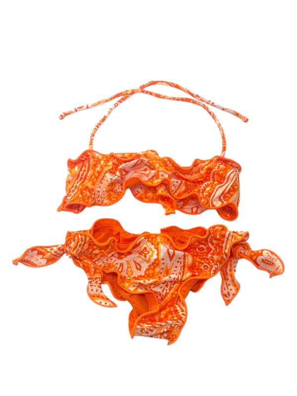Costume a due pezzi a fascia a fantasia