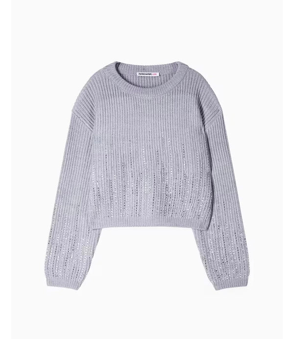 Maglione girocollo con strass