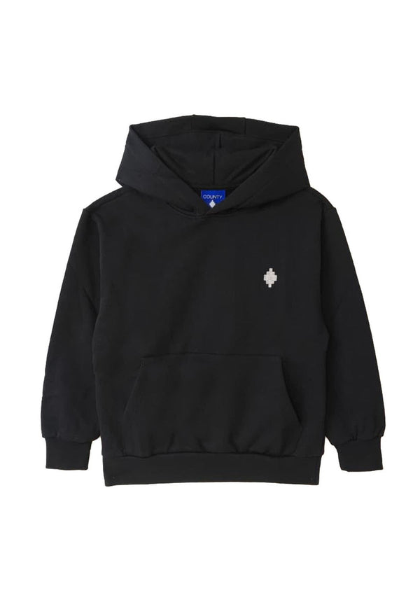 Felpa con cappuccio con croce sul retro
