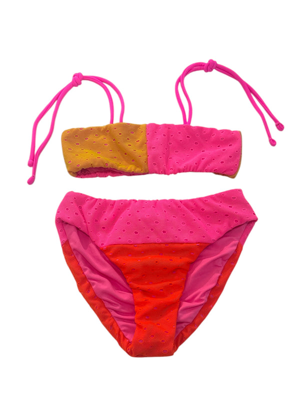 Costume a due pezzi a fascia bicolore