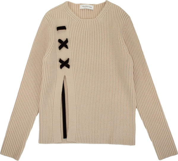 Maglione a costine con laccetto