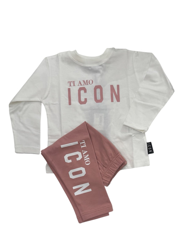 Completo shirt manica lunga con scritta e leggins