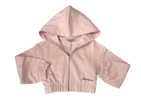 Felpa crop con cappuccio e chiusura zip