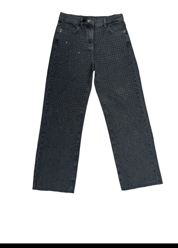 Pantalone di jeans a zampa brillantinato