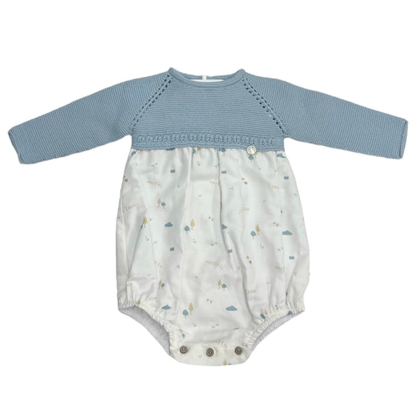 Pagliaccetto Combinato in Filo Cotone, Parte Inferiore Chiusura con Bottoncini in Legno