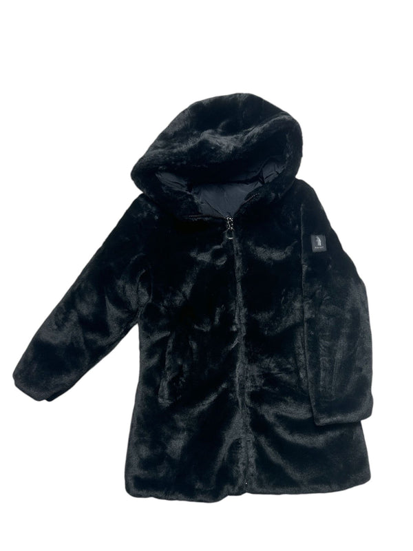 Giubbino lungo reversibile pelliccetta con cappuccio