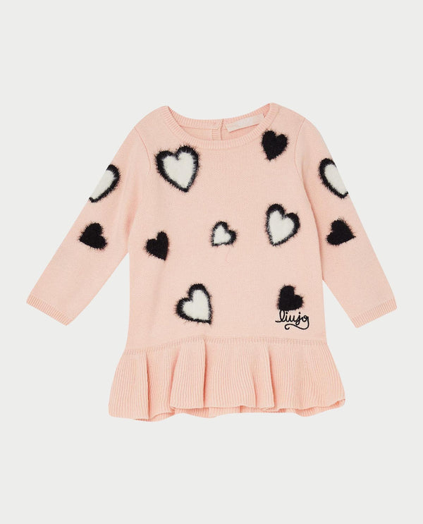 Abito in maglia con cuoricini