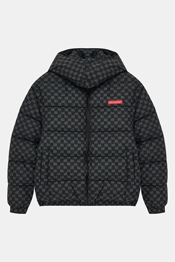 Giubbino con cappuccio e scacchi con maniche staccabili diventa Gilet