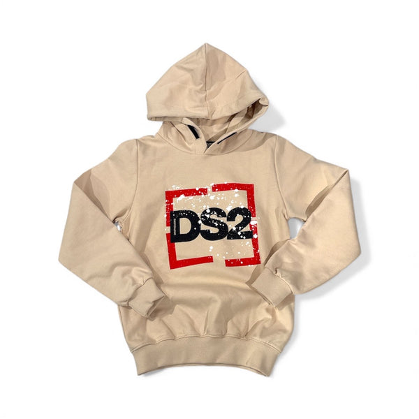 Felpa con cappuccio con scritta e schizzi di pittura