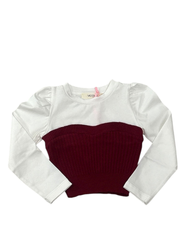 Maglione a costine  con maniche di camicia