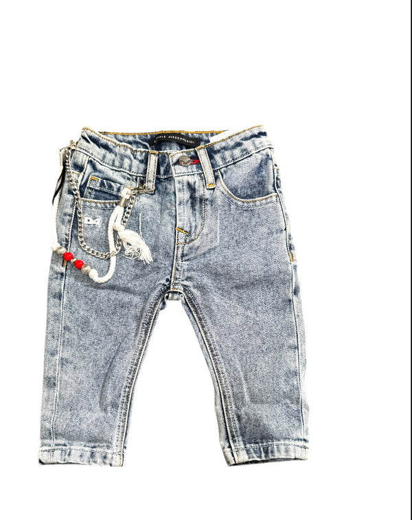 Pantalone di jeans con catenina