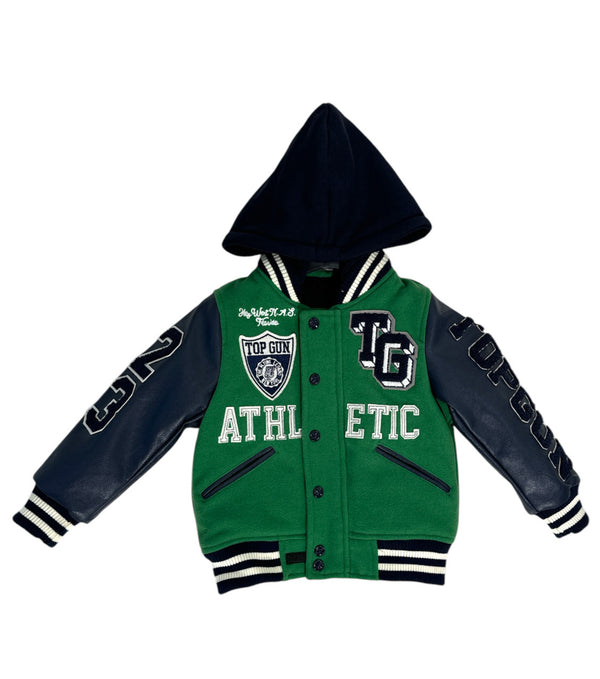 Giubbino college con cappuccio bottoni e zip