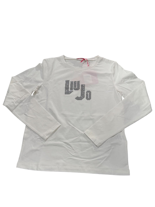 T-shirt maniche lunghe con logo brillantinato