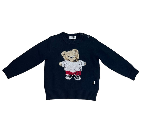 Maglioncino Girocollo Stampa Teddy, Bottoncini sul Collo