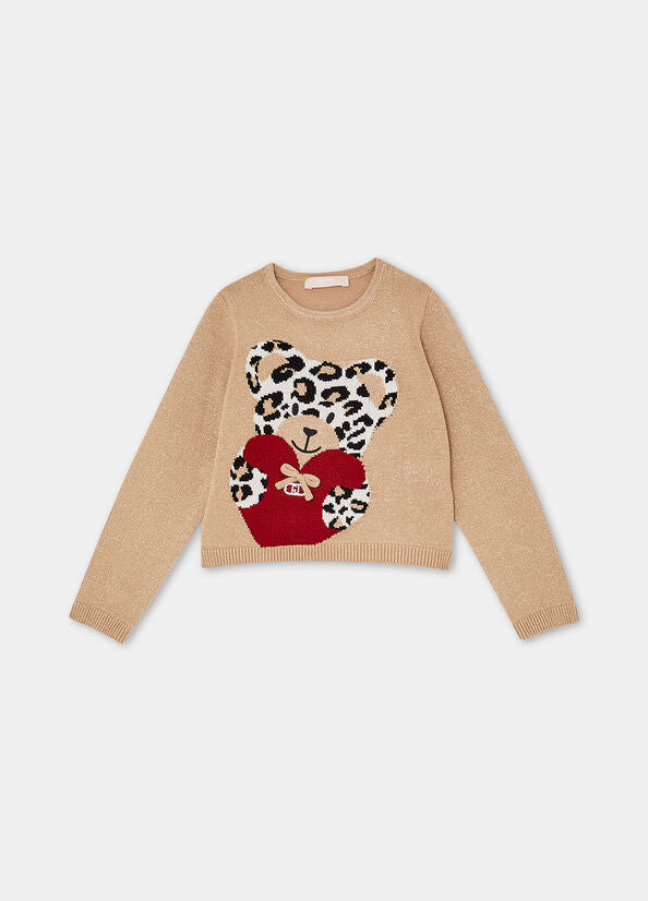 Maglione glitterato con orso