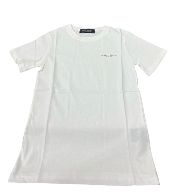 T-SHIRT GIROCOLLO CON MANICHE CORTE. LOGO RICAMATO A CONTRASTO