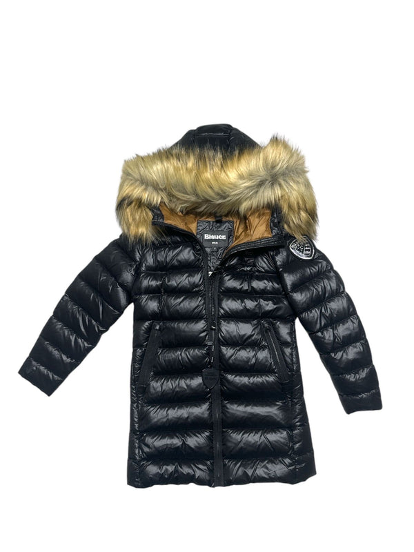 Giubbino lungo imbottito con cappuccio con pelliccia staccabile