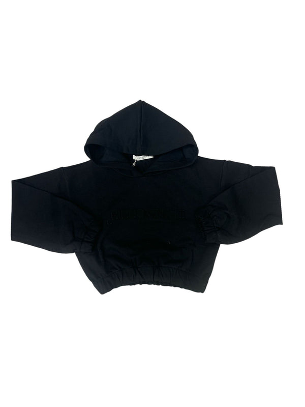 FELPA CROPPED CON CAPPUCCIO