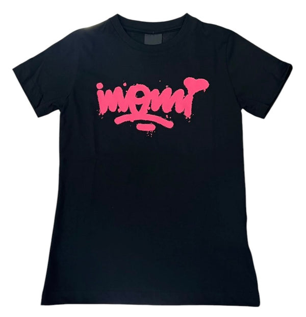 T-SHIRT IN TINTA UNITA CON STAMPA A CONTRASTO