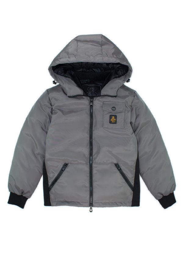 Giubbino in nylon con polsino cappuccio e zip