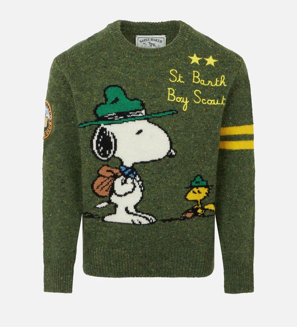 Maglia Donegal Girocollo con Stampa Jacquard SNOOPY