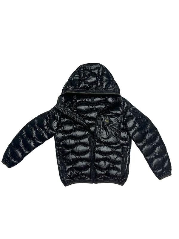 Giubbino corto imbottito in piuma, modello a onde