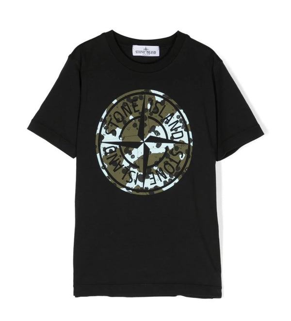 T-SHIRT Manica Corta con Logo dei Venti Stone  Island Stampato Mimetico Davanti