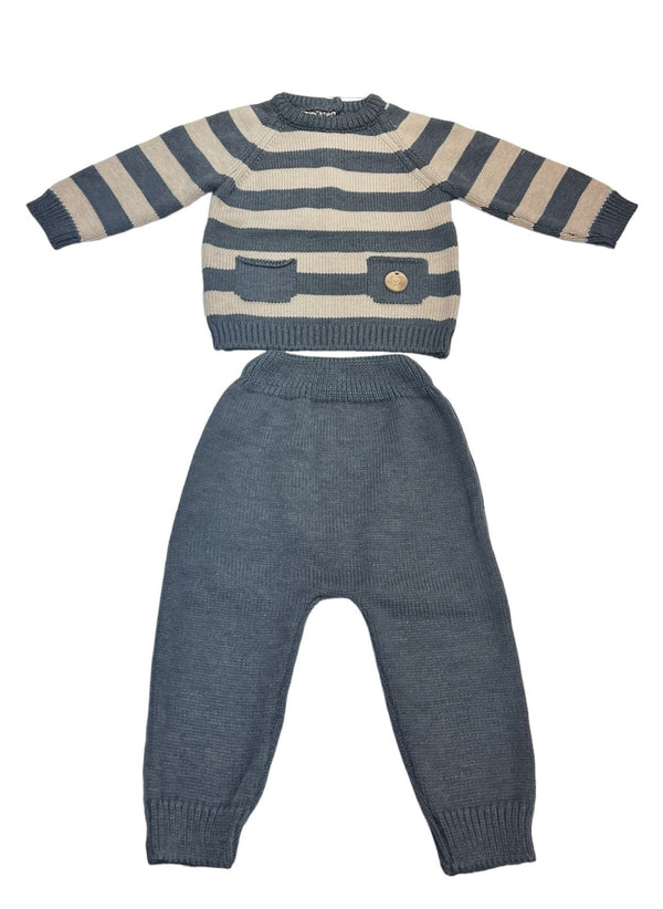 Tutina Spezzata in Filo di Cotone, a Righe con Taschino