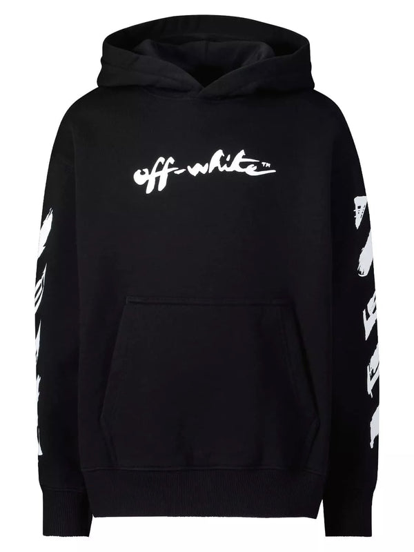 Felpa con Cappuccio OW SCRIPT HOODIE BLACK WHITE