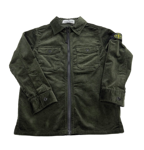 Giacca Camicia in Velluto a Coste Foderato Chiusura Frontale con ZIP e Taschino a Toppa sul Petto