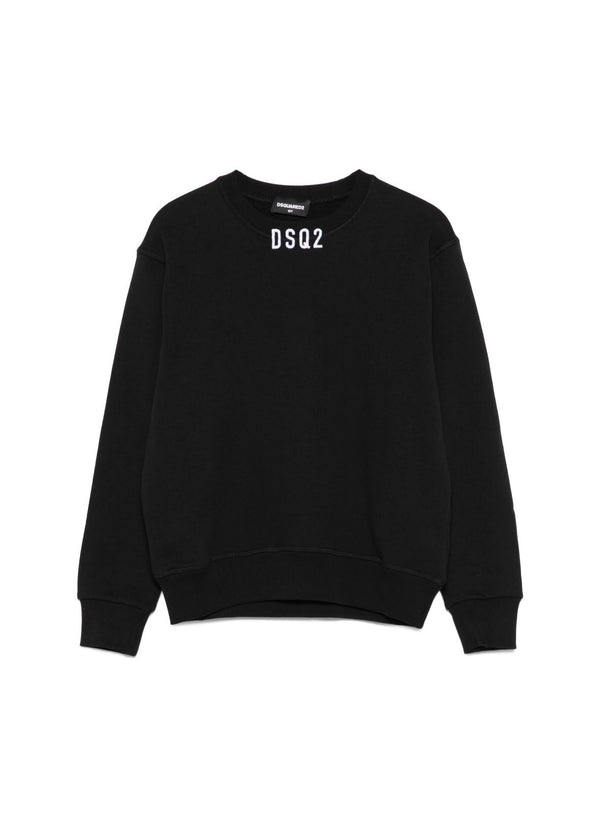 Felpa girocollo con scritta sul collo in 3 D