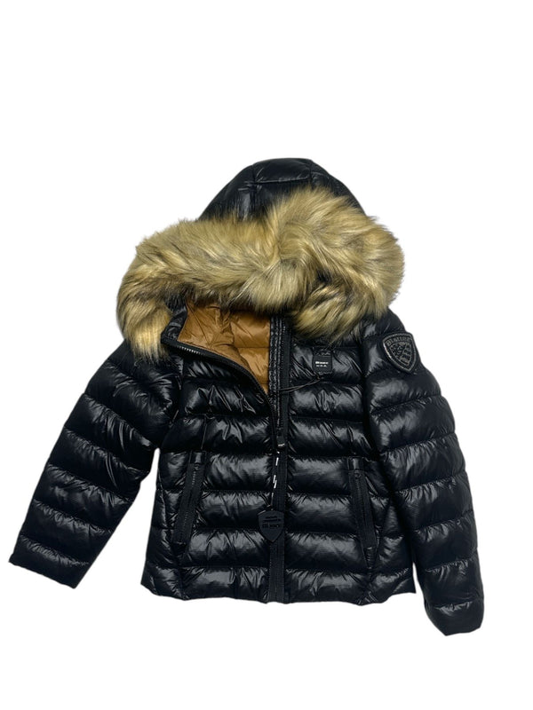 Giubbino corto imbottito con cappuccio con pelliccia staccabile