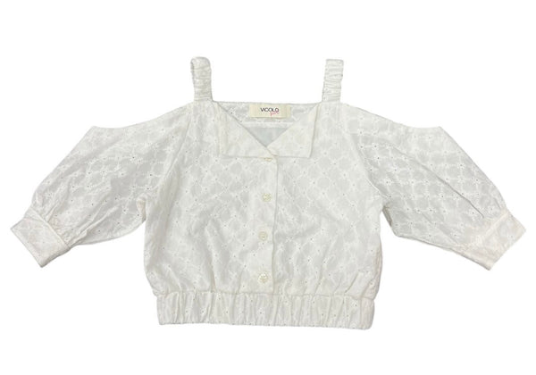 CAMICETTA CROPPED CON RICAMO