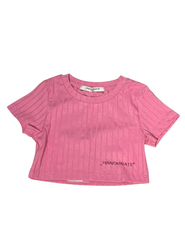 Shirt crop di cotone a costine