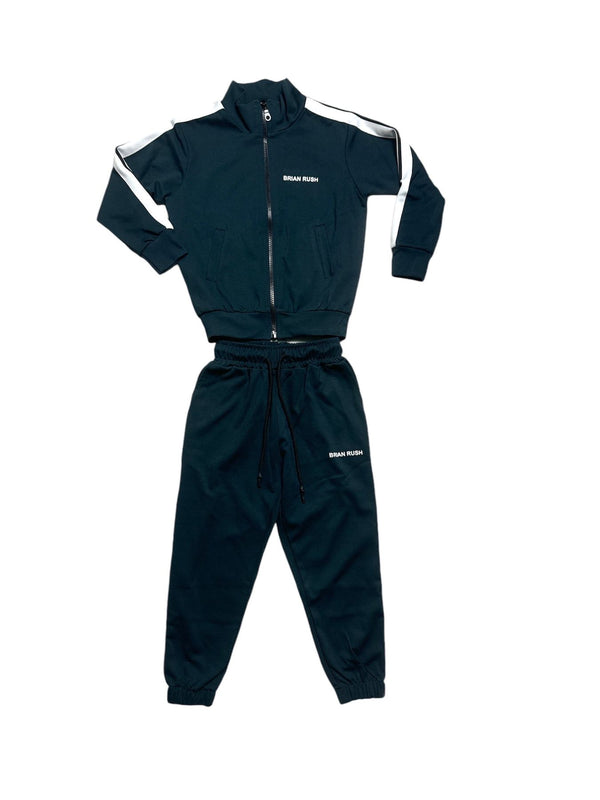 COMPLETO TUTA : FELPA E PANTALONE CON BANDA STAMPA PICCOLA