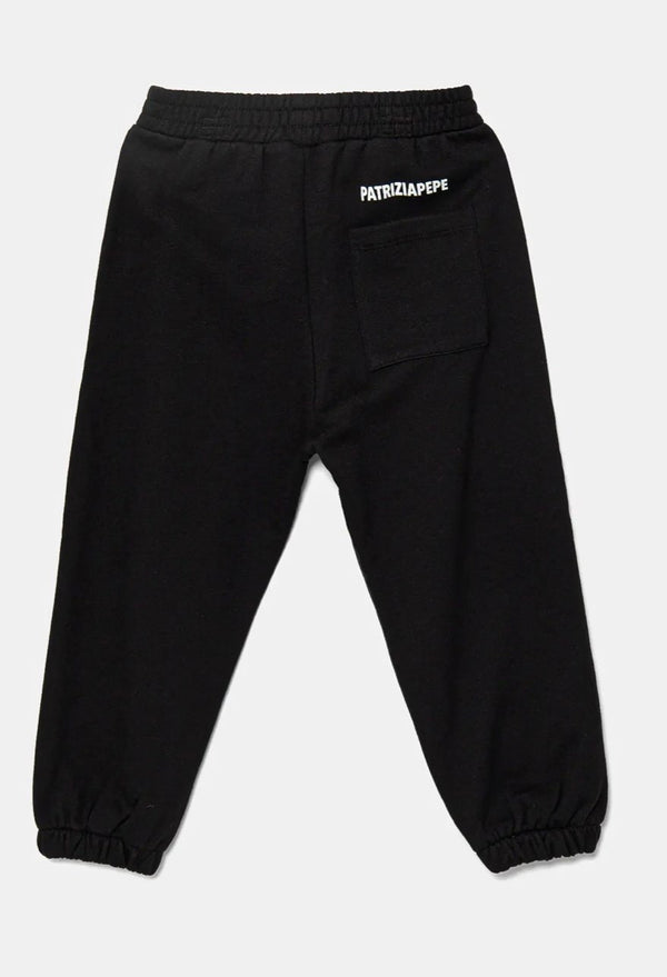 Pantalone in felpa con scritta glitter