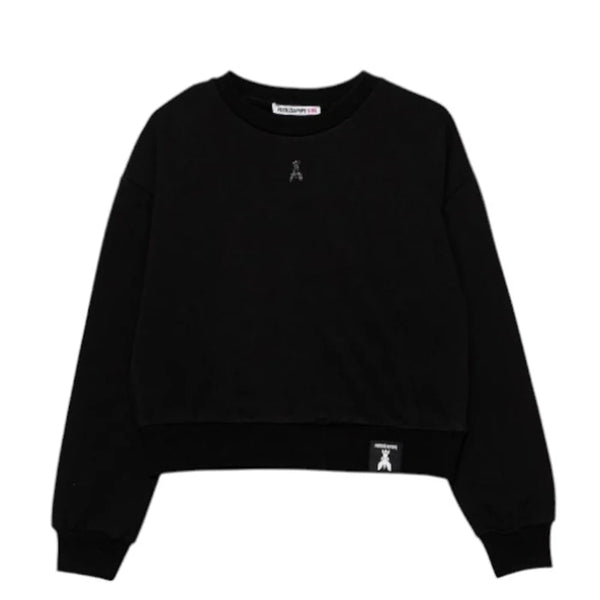 Felpa girocollo con logo piccolo glitterato