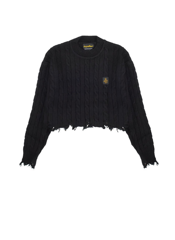 Maglia treccia cropped