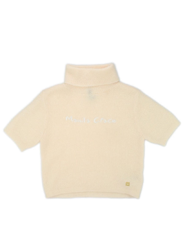 Maglia in lana collo alto maniche corte