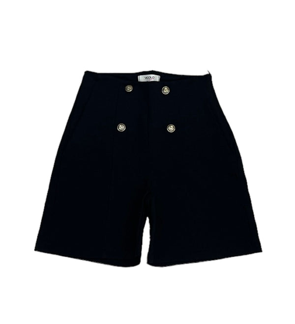 pantaloncino con bottoni e zip laterale