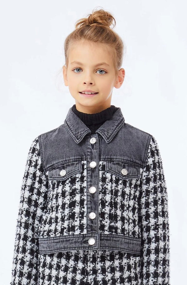 Giubbotto di jeans e lana di pecora con pailettes