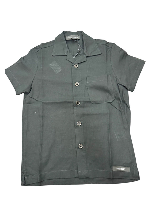 Camicia lino mezze maniche tinta unita