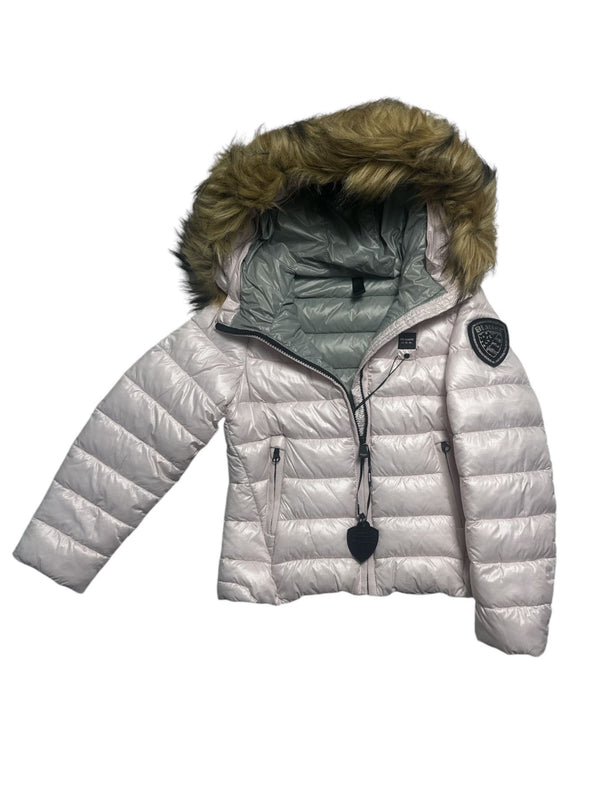 IVORY JUNIOR - Giubbino corto imbottito con cappuccio decorato con pelliccia staccabile