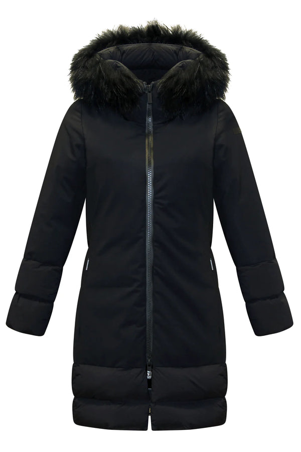 WINTER HYBRID LONG FUR - - Giubbino lungo in tessuto tecnico con cappuccio decorato con pelo di volpe