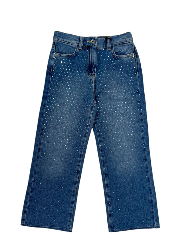 Pantalone a zampa con brillantini