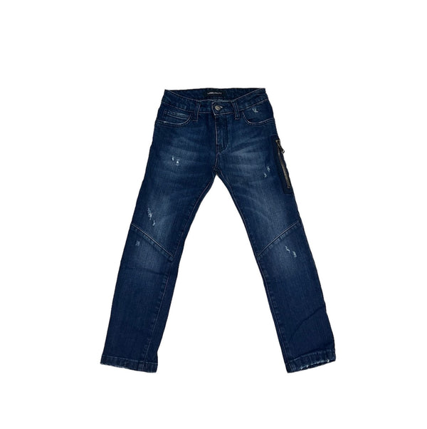 biker denim con zip laterale