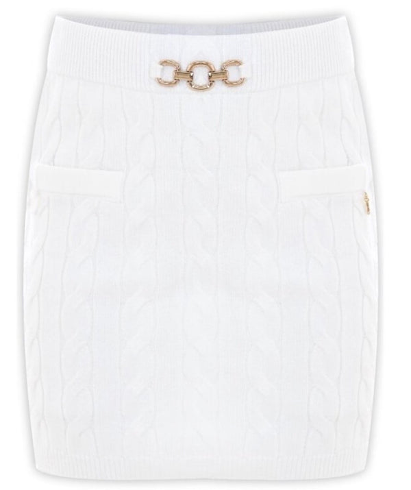 Gonna in lana a costine con cintura