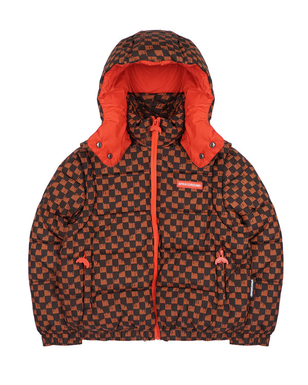 Giubbino con cappuccio e scacchi con maniche staccabili diventa Gilet