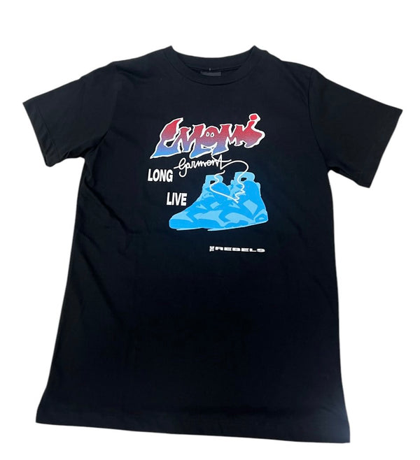 T-SHIRT IN TINTA UNITA CON STAMPA A CONTRASTO