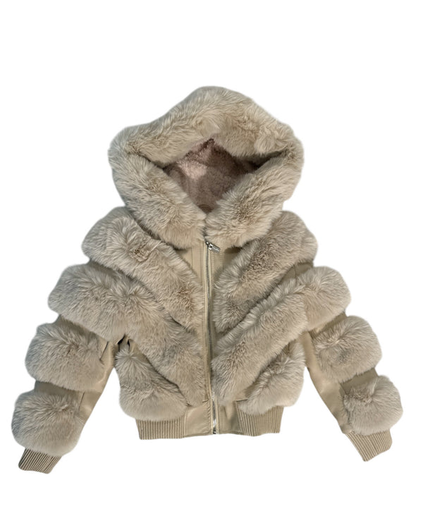 Pelliccia con cappuccio e zip